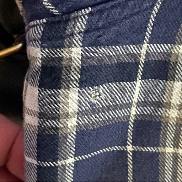 Wrangler Sherpa Lined Flannel Shirt Jacket Size Large Blue Plaid Workwear Chore - Picture 9 of 9